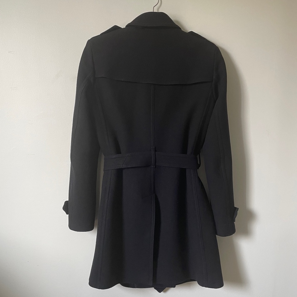 BURBERRY BRIT Luxury Wool Black Cashmere Trench Coat Jacket Structural Carcoat - Picture 8 of 16